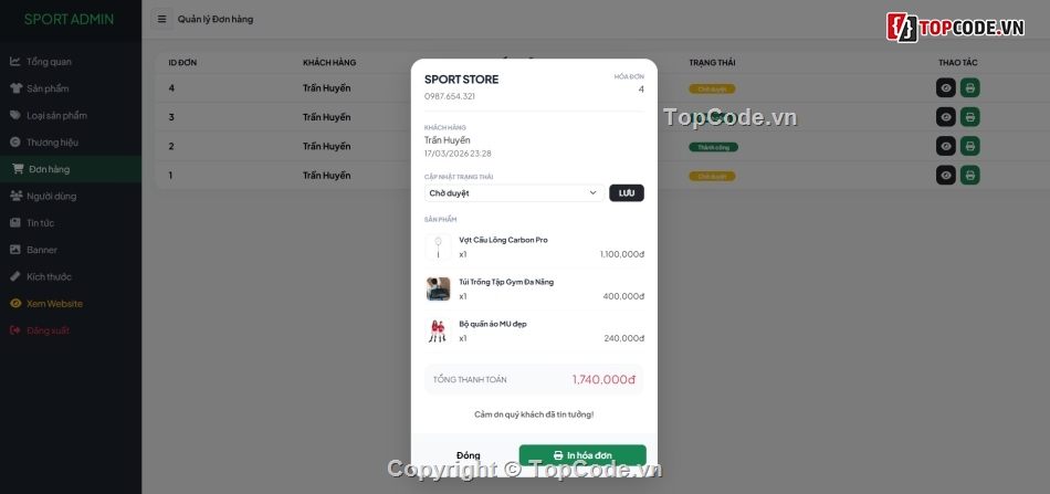 Website bán đồ thể thao,thể thao,mới nhất